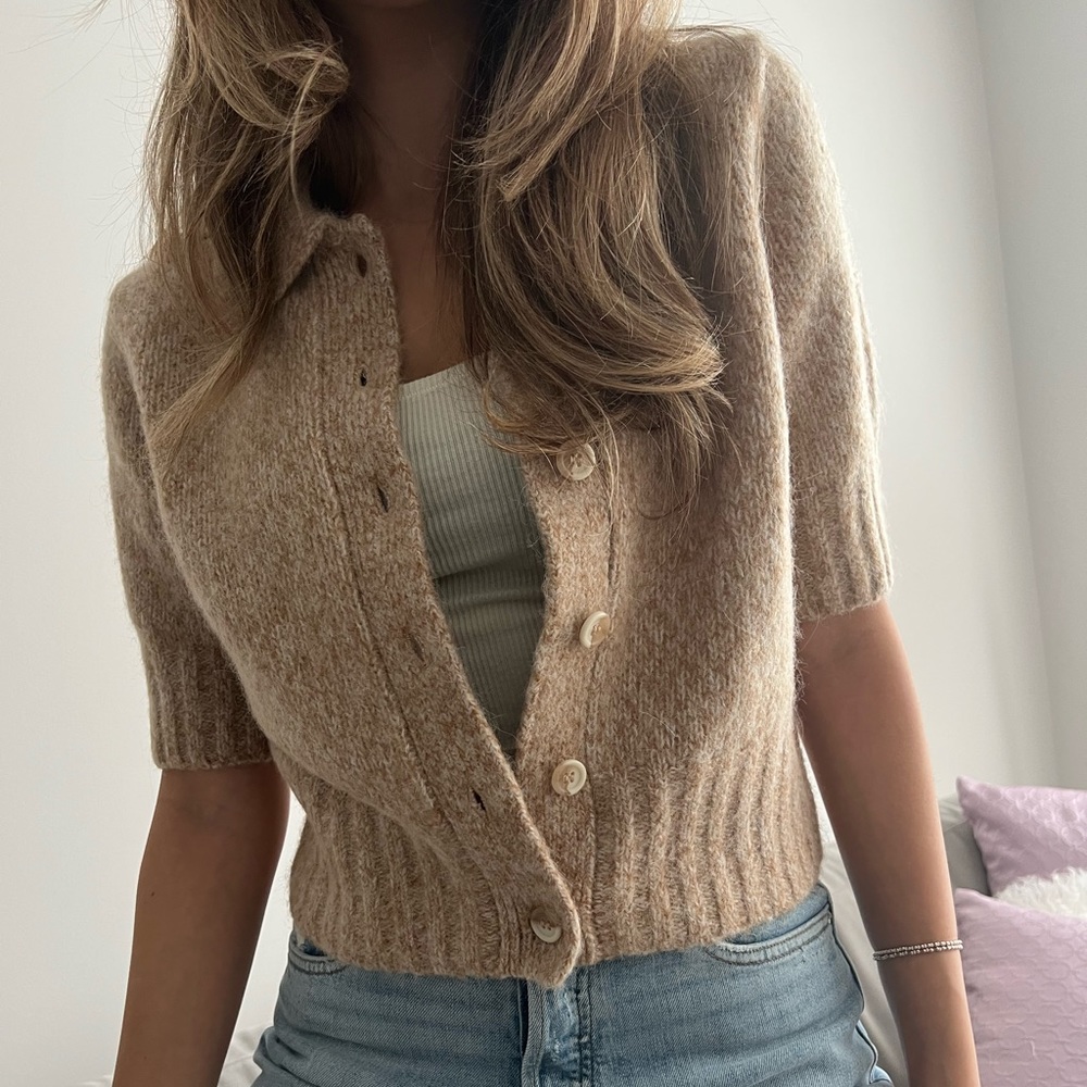 COS knit short sleeve cardigan